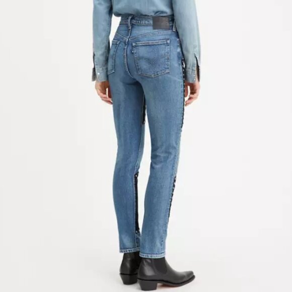 Levi’s X Free People 501 Studded Skinny Jeans Night Rider 27 X 30 - SAMPLE - Picture 2 of 16